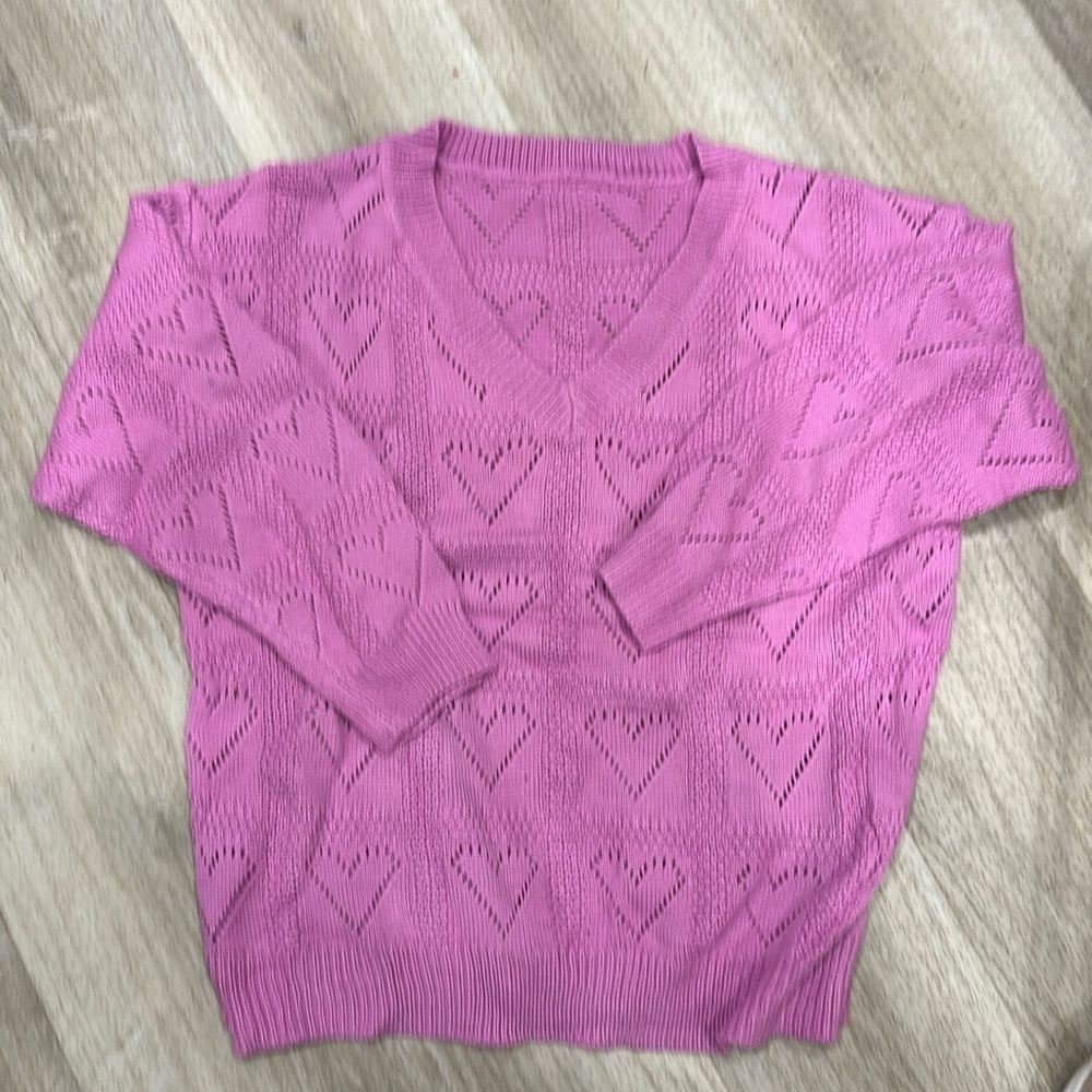 NWT Lilac knit soft heart accent sweater fits like a medium china size 2XL